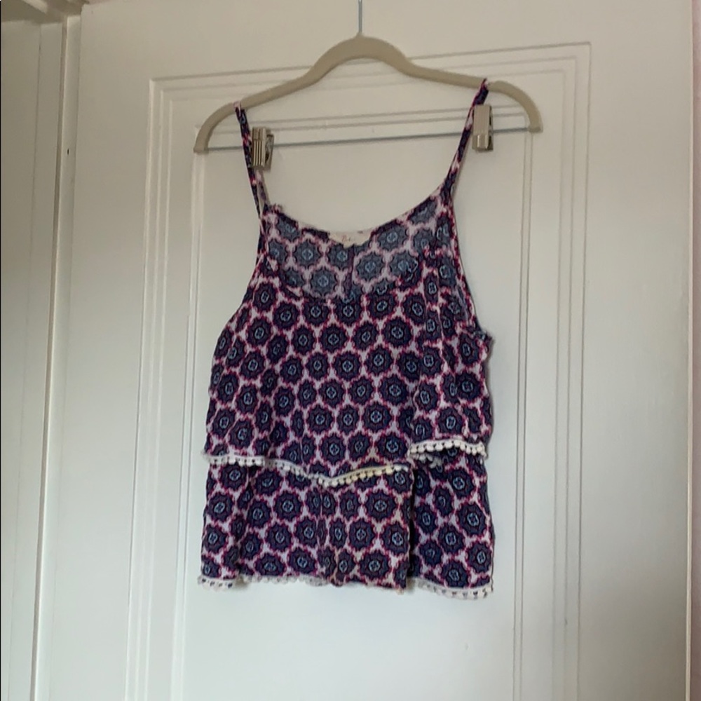 Patterned tank with ruffles